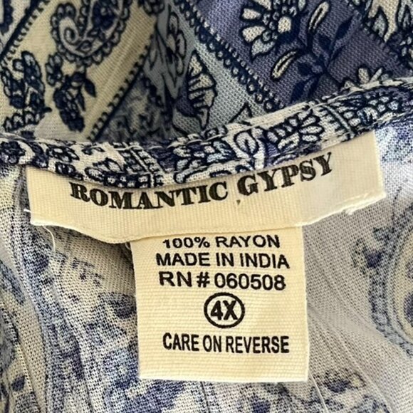 Romantic Gypsy Plus-Size Embroidered BoHo Bohemian Hippie Peasant Tunic Sz 4x - Picture 8 of 11